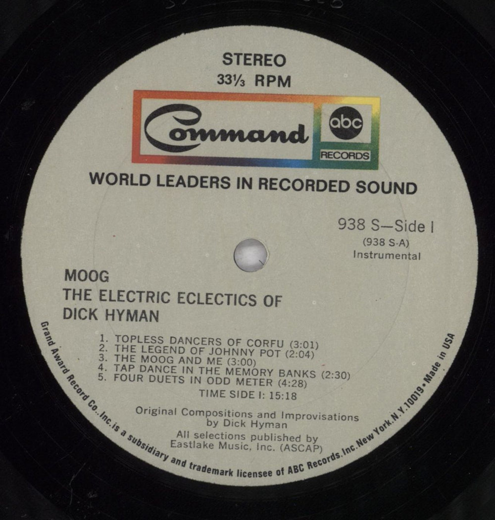 Dick Hyman Moog - The Electric Eclectics Of Dick Hyman US vinyl LP album (LP record) HYMLPMO835164