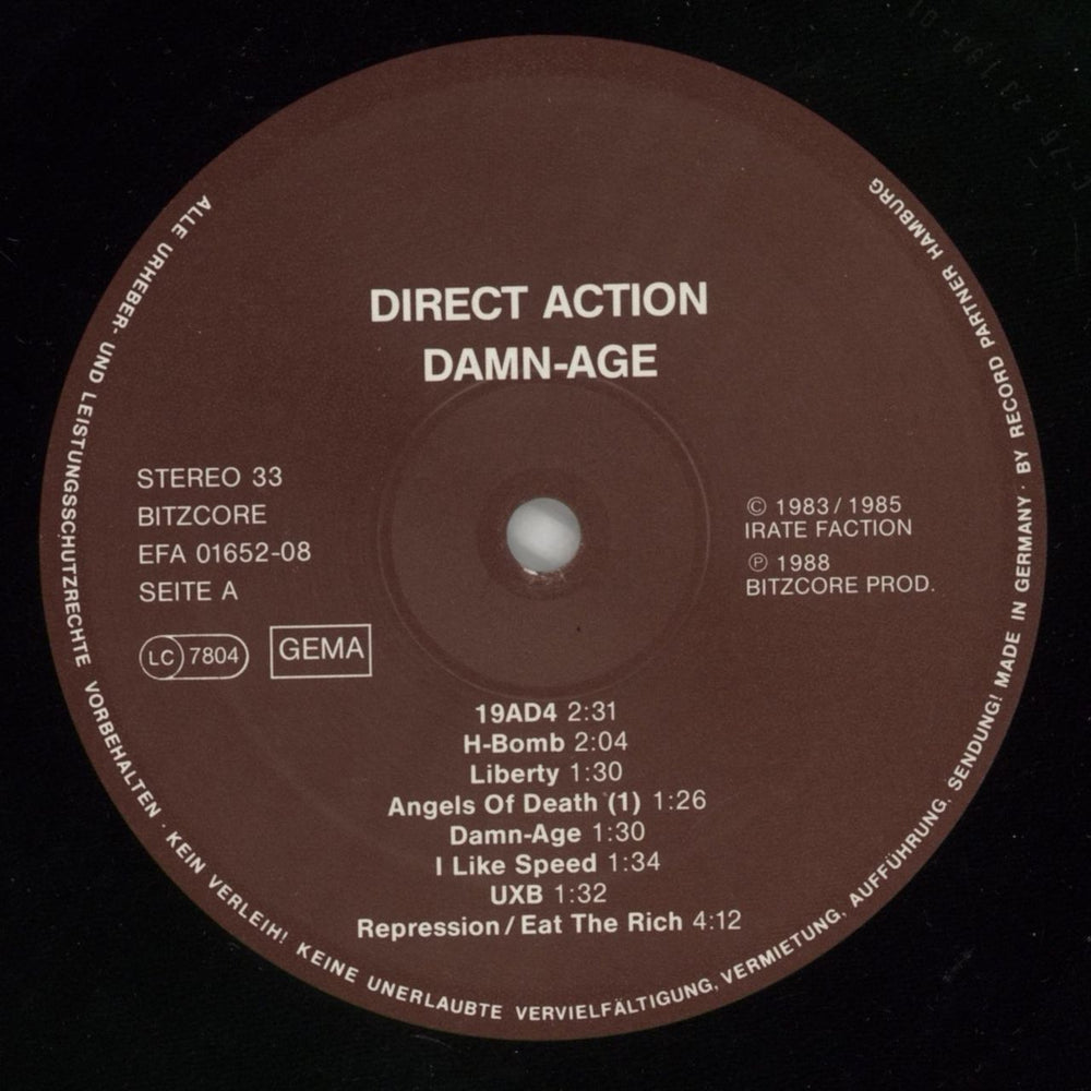 Direct Action Damn-Age German vinyl LP album (LP record) 14VLPDA866448