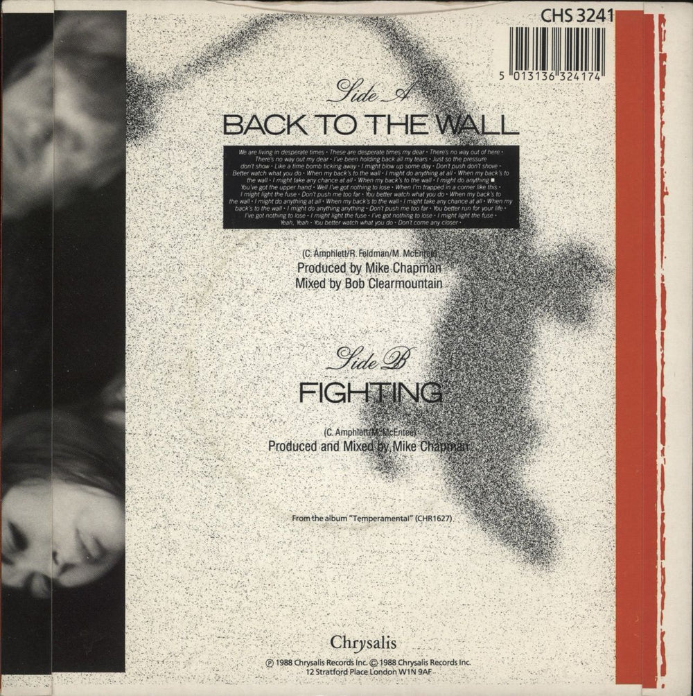 Divinyls Back To The Wall UK 7" vinyl single (7 inch record / 45) 5013136324174