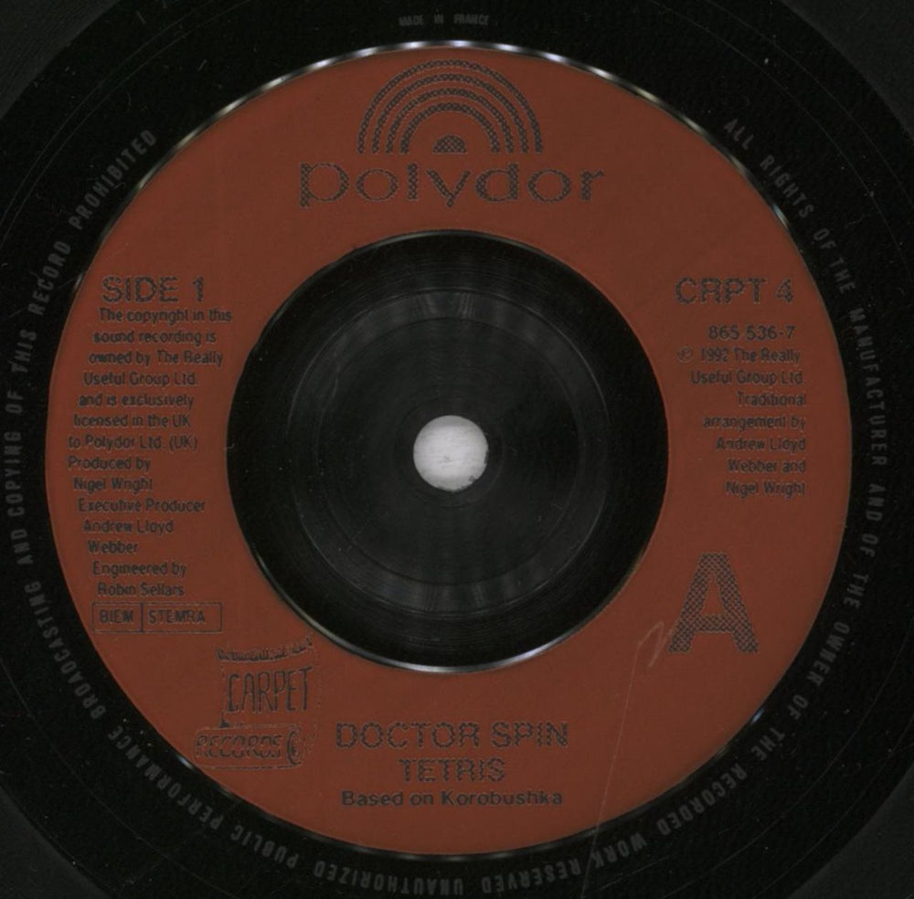Doctor Spin Tetris UK Promo 7" vinyl single (7 inch record / 45) D1P07TE838035