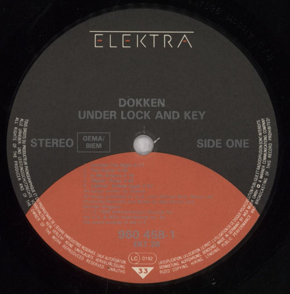 Dokken Under Lock And Key UK vinyl LP album (LP record) DOKLPUN81081