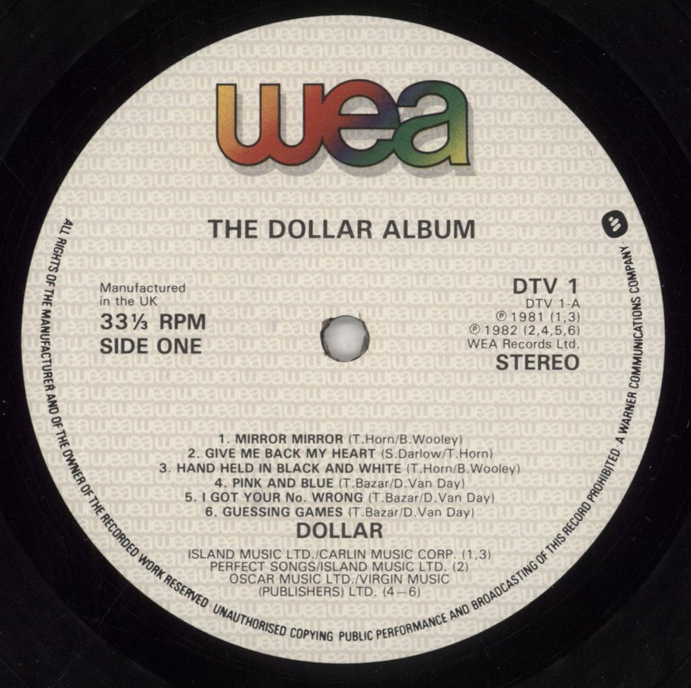 Dollar The Dollar Album UK vinyl LP album (LP record) DLLLPTH231644