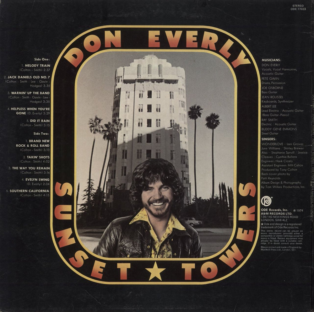 Don Everly Sunset Towers UK vinyl LP album (LP record)