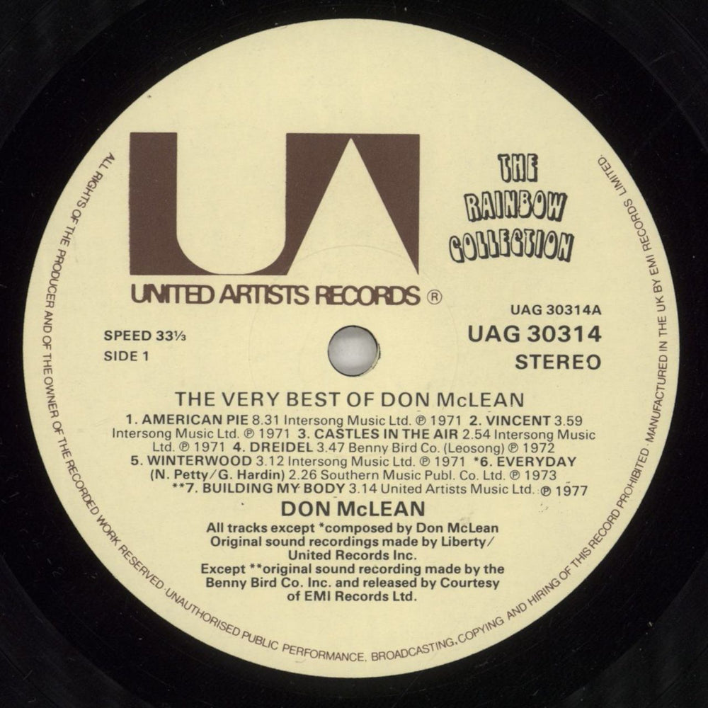 Don McLean The Very Best Of Don McLean UK vinyl LP album (LP record) DNMLPTH361892