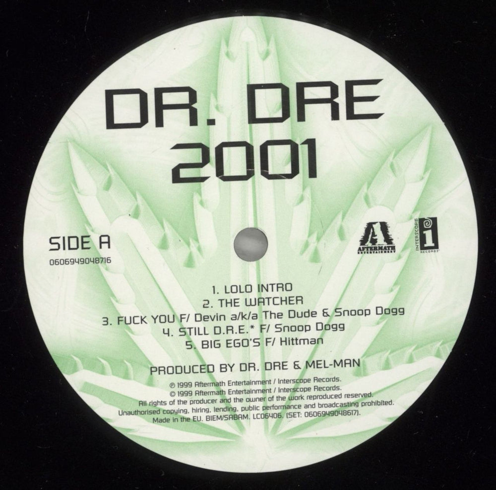 Dr Dre 2001 [Censored] - 180 Gram Vinyl UK 2-LP vinyl record set (Double LP Album) DR.2LCE880312