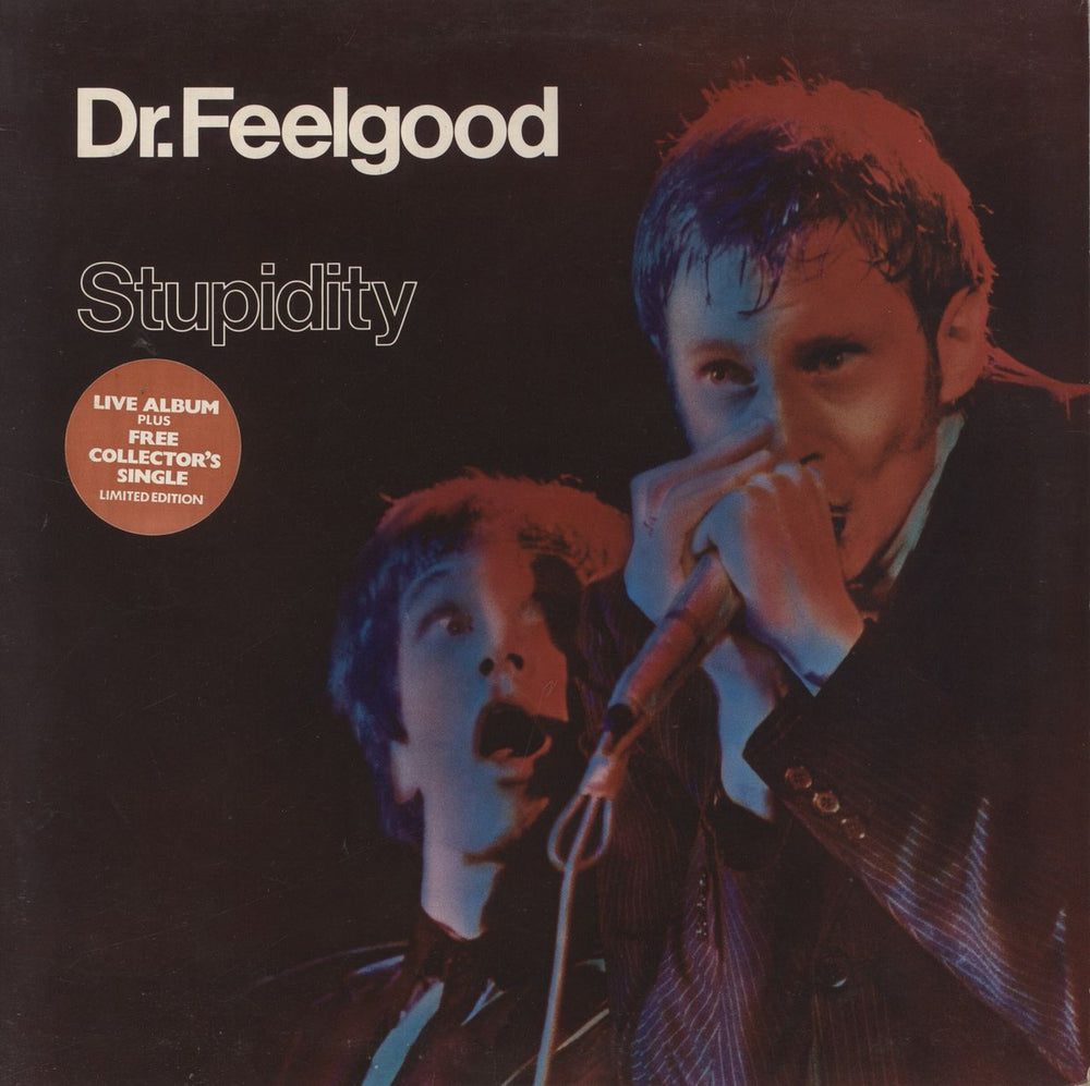 Dr Feelgood Stupidity - 1st - Sticker + 7" UK vinyl LP album (LP record) UAS29990