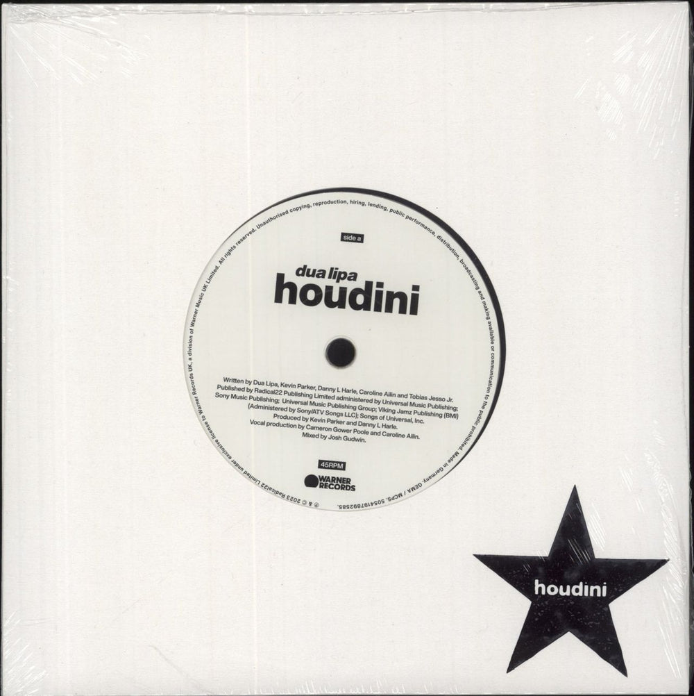 Dua Lipa Houdini - Clear Vinyl - Sealed UK 7" vinyl single (7 inch record / 45) 5054197892585