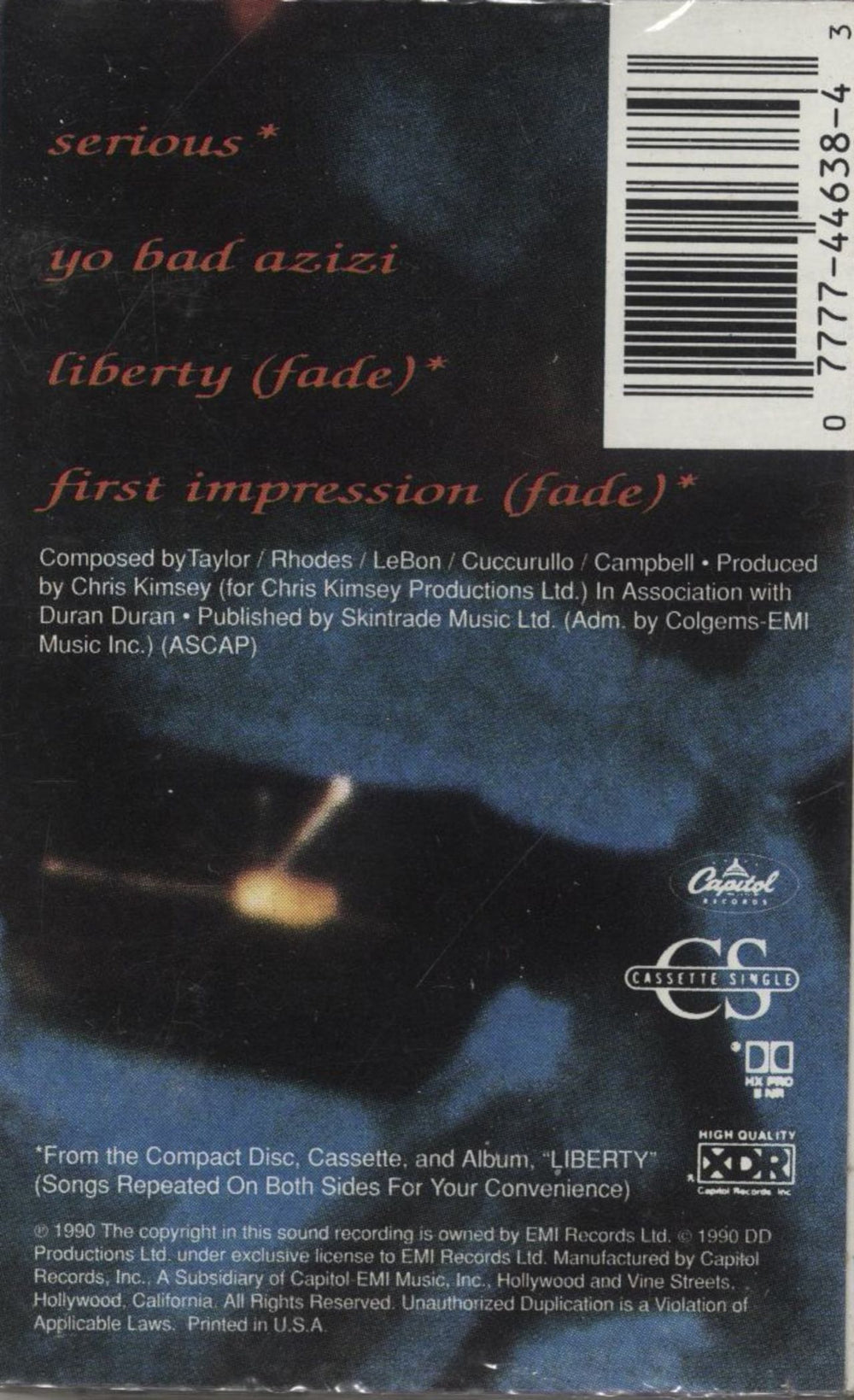 Duran Duran Serious UK cassette single 077774463843