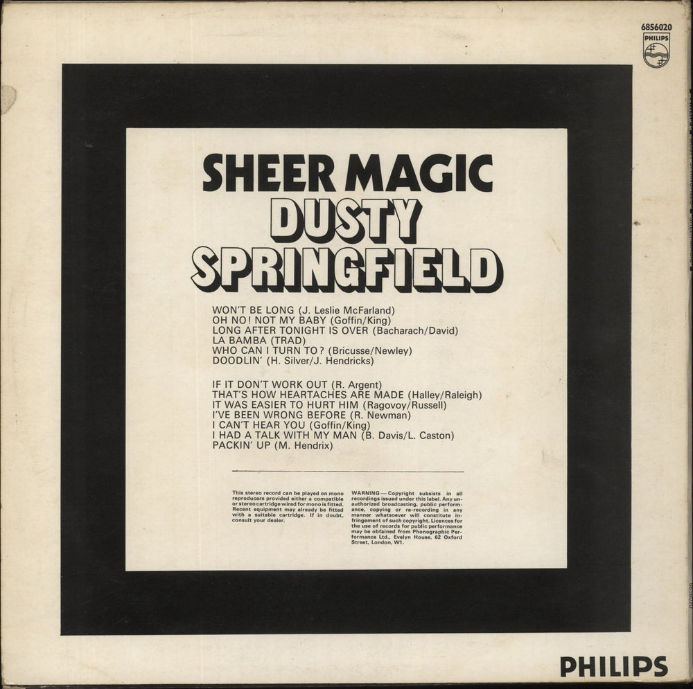 Dusty Springfield Sheer Magic UK vinyl LP album (LP record)