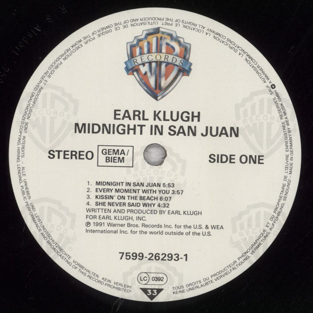 Earl Klugh Midnight In San Juan German vinyl LP album (LP record) EAQLPMI845597