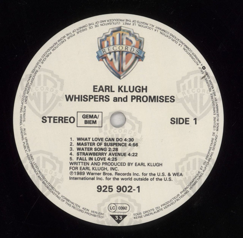 Earl Klugh Whispers And Promises UK vinyl LP album (LP record) EAQLPWH425661