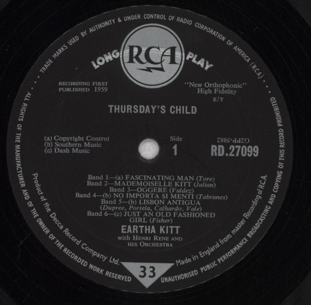 Eartha Kitt Thursday's Child UK vinyl LP album (LP record) ERKLPTH496577