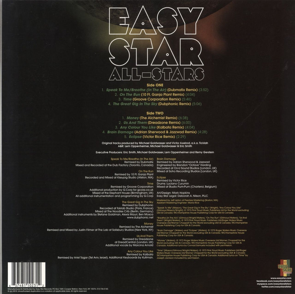 Easy Star All-Stars Dubber Side Of The Moon - Light Blue Vinyl UK vinyl LP album (LP record) 657481102312