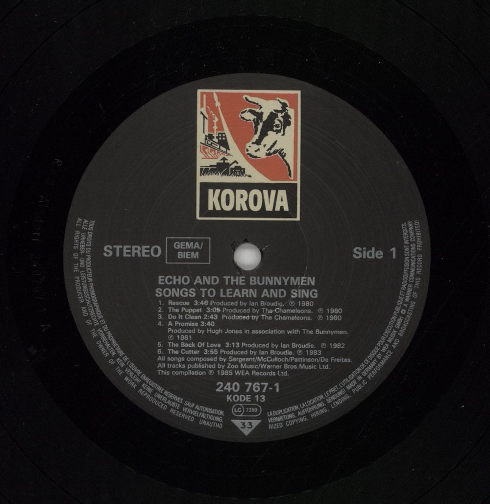 Echo & The Bunnymen Songs To Learn And Sing + 7" UK vinyl LP album (LP record) ECHLPSO164321