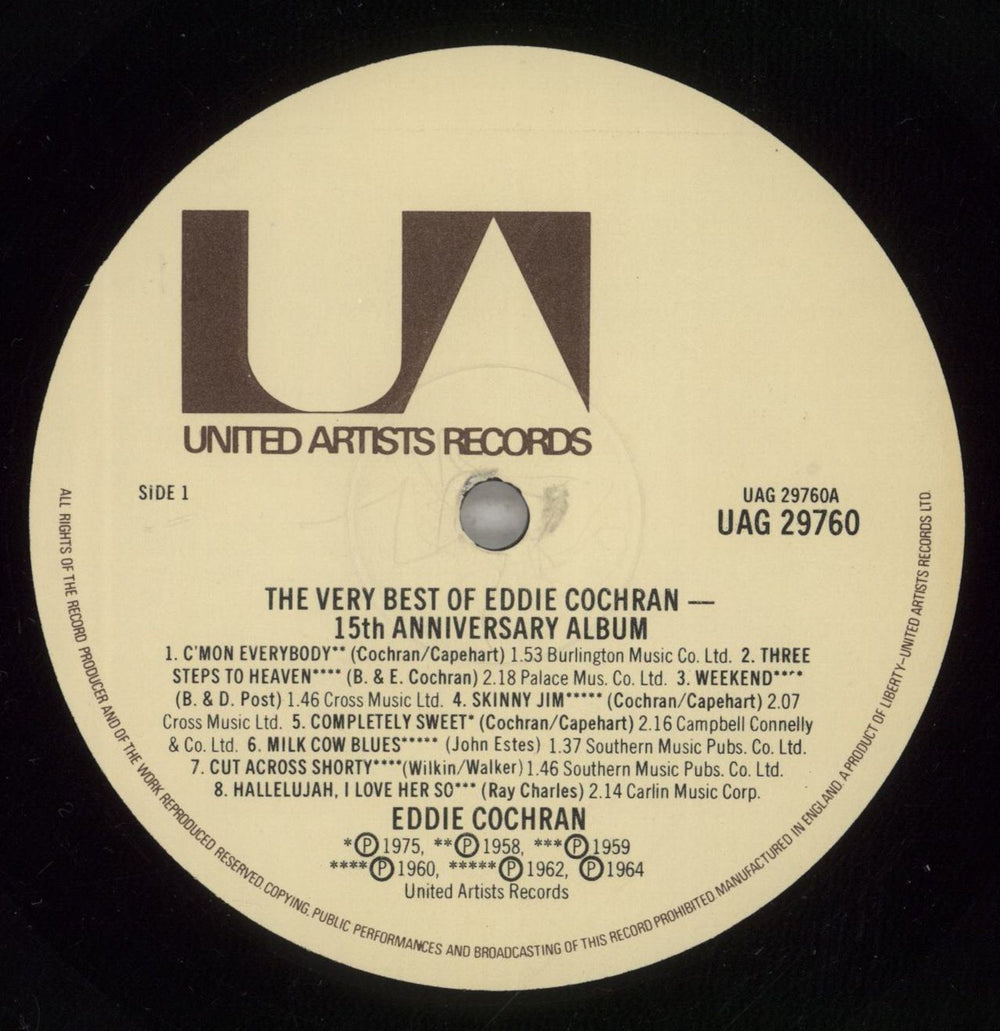 Eddie Cochran The Very Best Of Eddie Cochran UK vinyl LP album (LP record) EDCLPTH373236