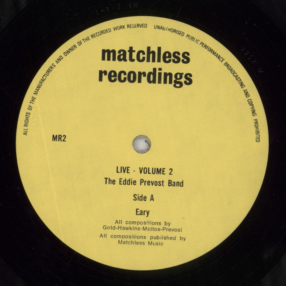 Eddie Prévost Live Volume 2 UK vinyl LP album (LP record) Q0DLPLI856090