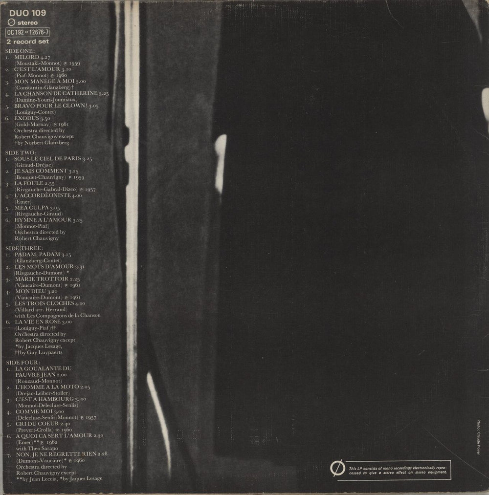 Edith Piaf Portrait Of Piaf - 25 Of Her Greatest Hits UK 2-LP vinyl record set (Double LP Album)