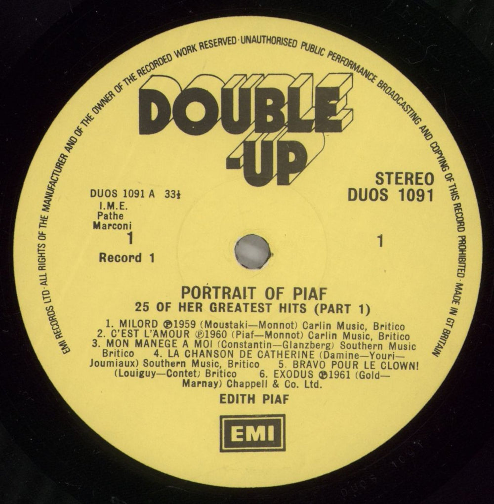 Edith Piaf Portrait Of Piaf - 25 Of Her Greatest Hits UK 2-LP vinyl record set (Double LP Album) EPF2LPO526414