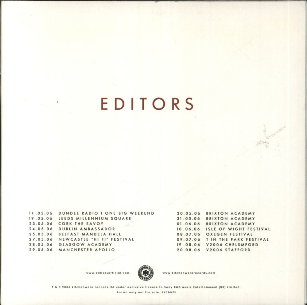 Editors Blood UK Promo CD single (CD5 / 5")
