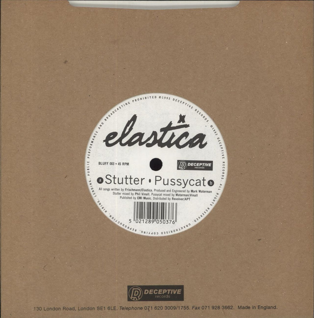 Elastica Stutter UK 7" vinyl single (7 inch record / 45) 5021289050376