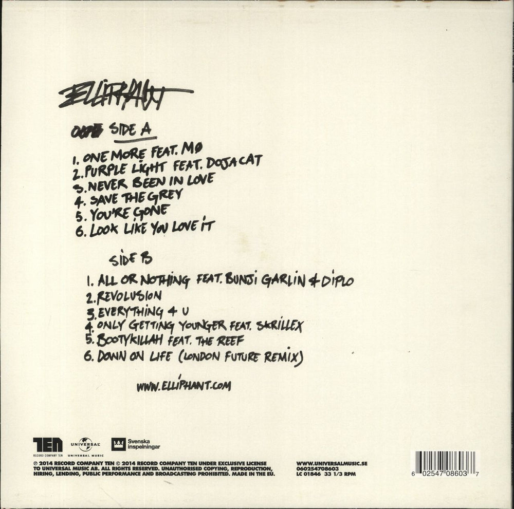 Elliphant One More Swedish vinyl LP album (LP record) 602547086037