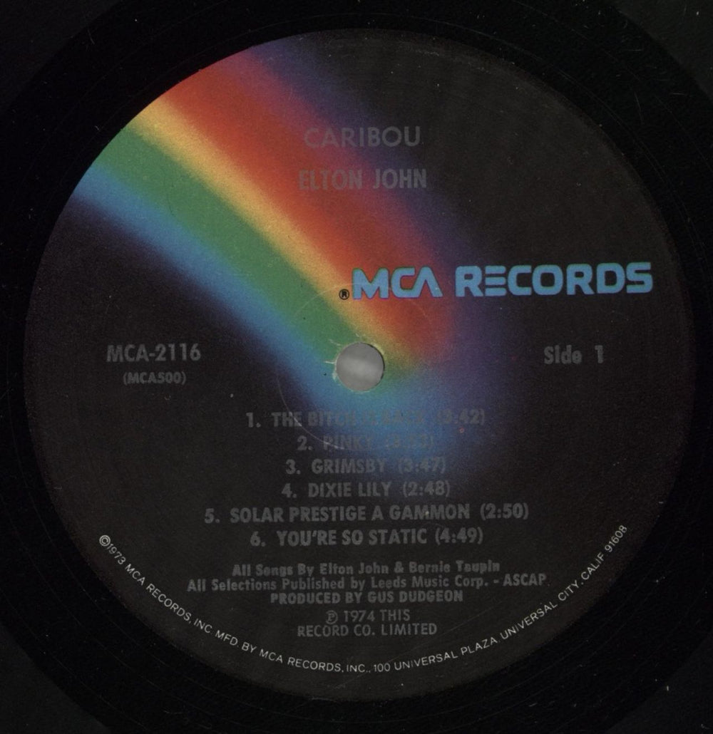 Elton John Caribou US vinyl LP album (LP record) JOHLPCA298747