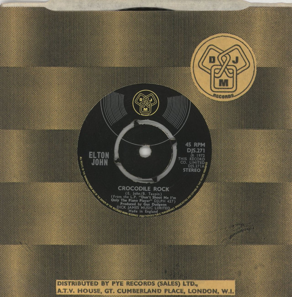 Elton John Crocodile Rock - 4pr - Red Vinyl UK 7" vinyl single (7 inch record / 45) DJS.271