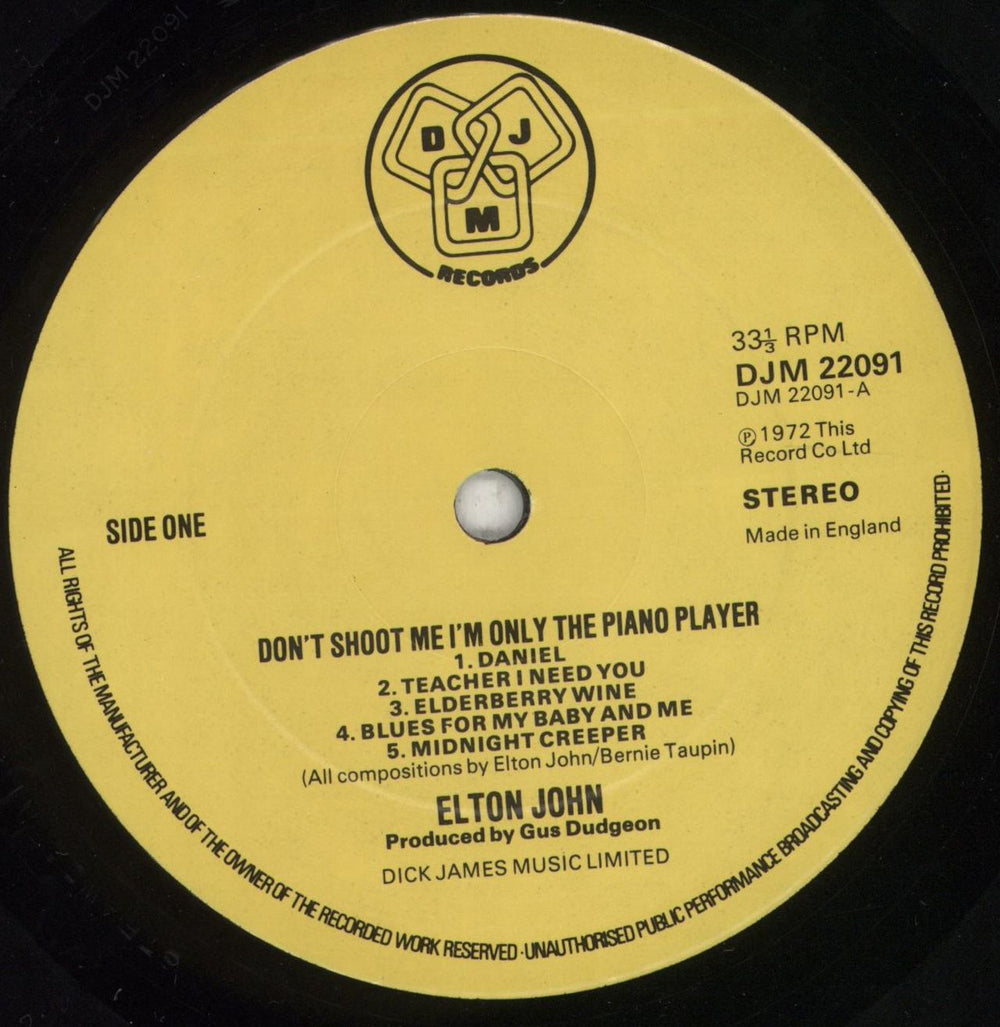 Elton John Don't Shoot Me I'm Only The Piano Player UK vinyl LP album (LP record) JOHLPDO497154