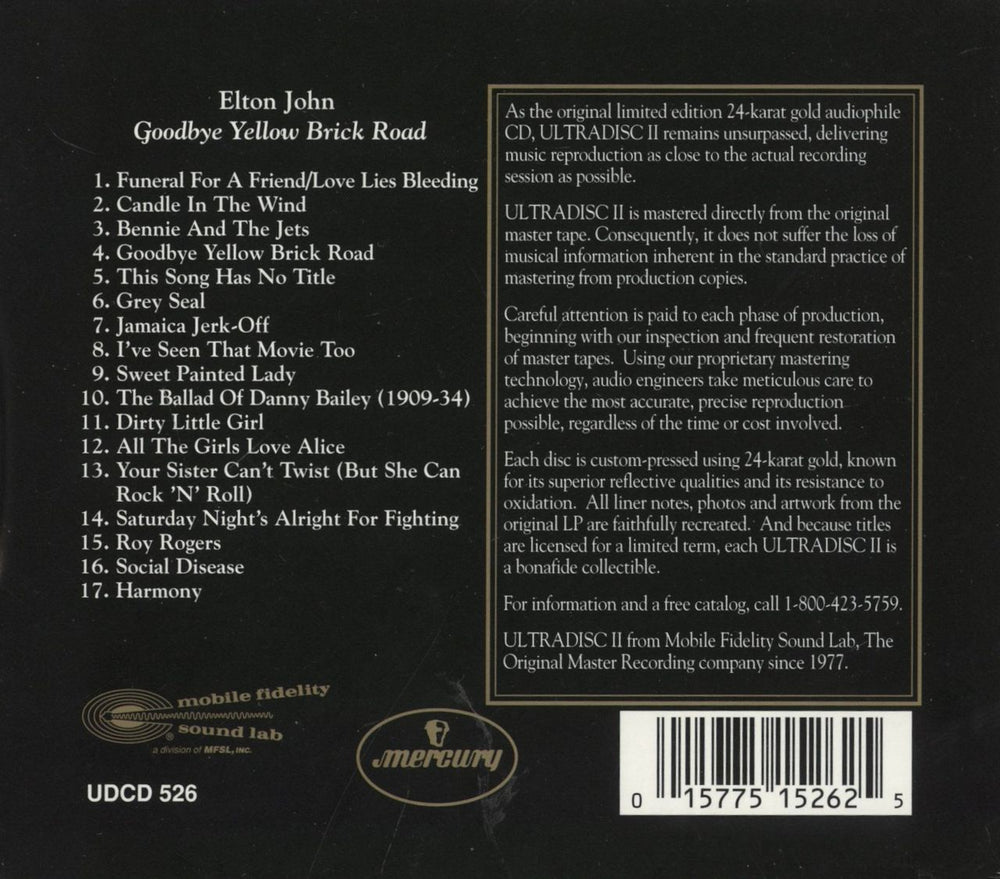 Elton John Goodbye Yellow Brick Road - Gold Ultradisc II US CD album (CDLP) 015775152625