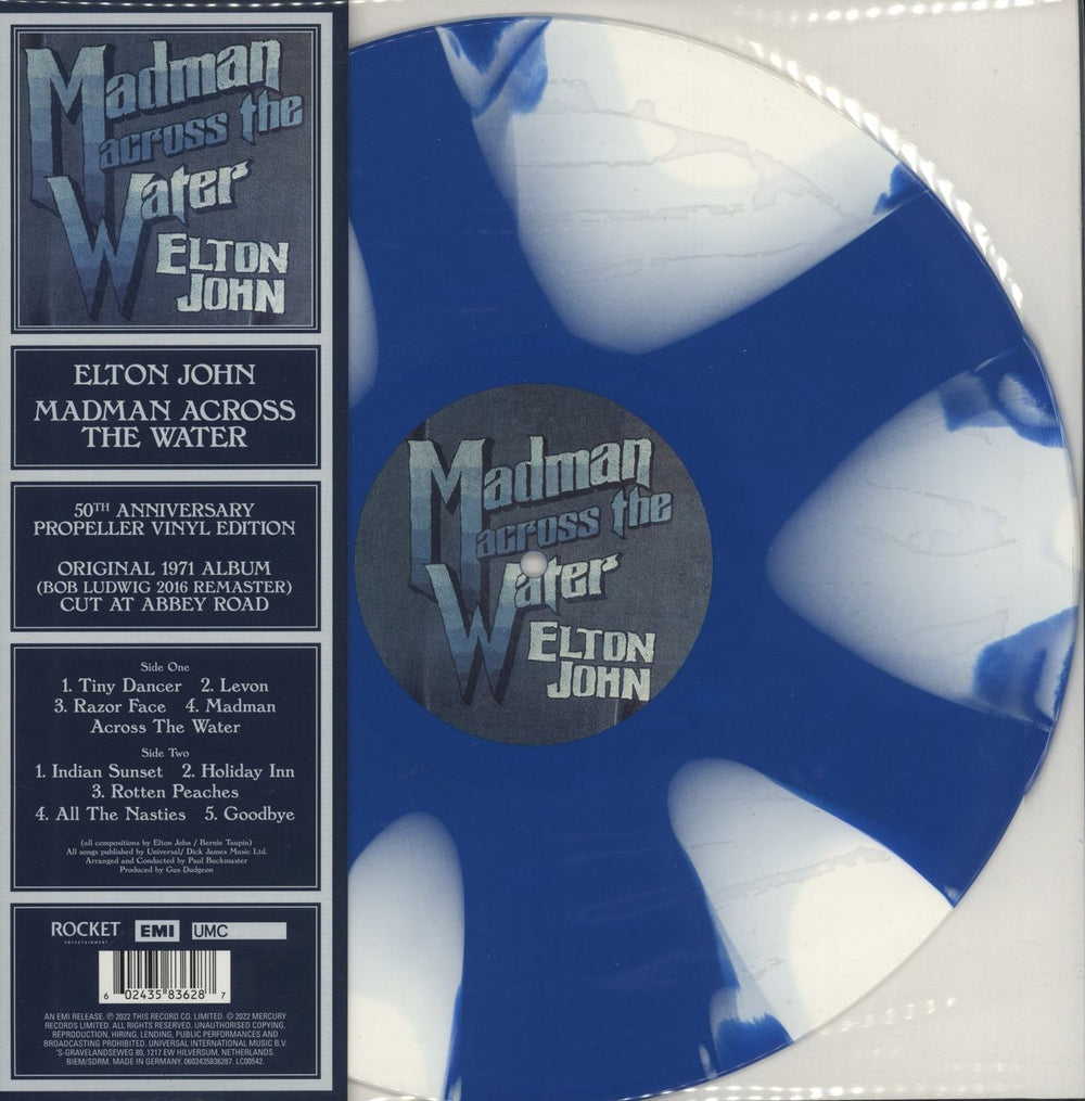 Elton John Madman Across The Water - 180gm Blue & White 'Propeller' Vinyl UK vinyl LP album (LP record) 0602435836287