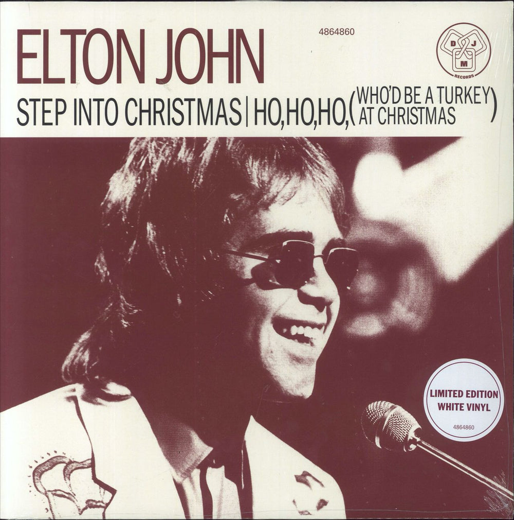 Elton John Step Into Christmas / Ho, Ho, Ho, (Who’d Be A Turkey At Christmas) - White Vinyl UK 12" vinyl single (12 inch record / Maxi-single) 4864860