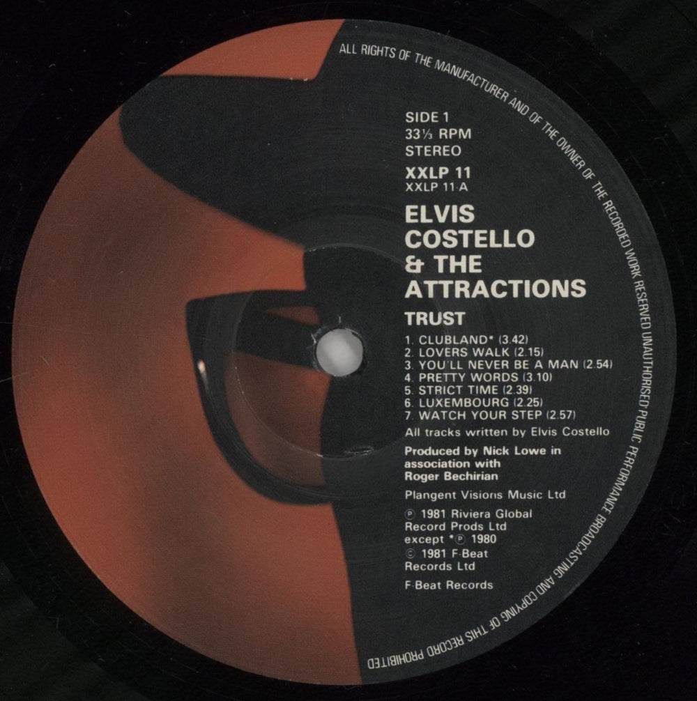 Elvis Costello Trust UK vinyl LP album (LP record) COSLPTR287936