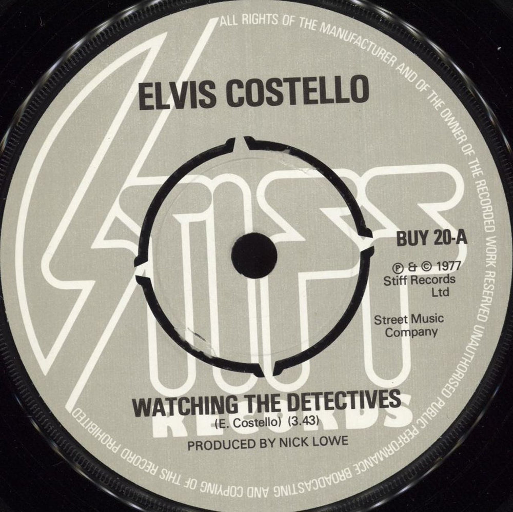 Elvis Costello Watching The Detectives - 4pr + p/s UK 7" vinyl single (7 inch record / 45) COS07WA102571