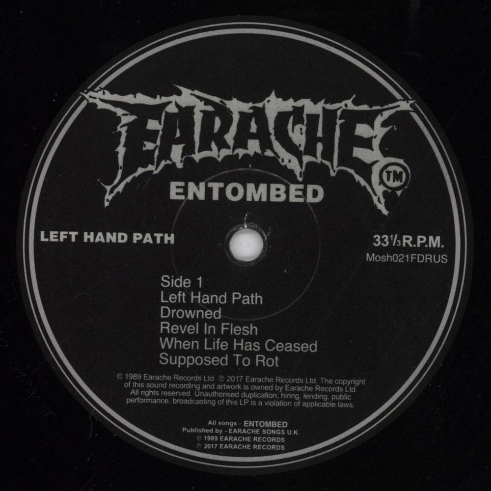 Entombed Left Hand Path UK vinyl LP album (LP record) ENTLPLE817680