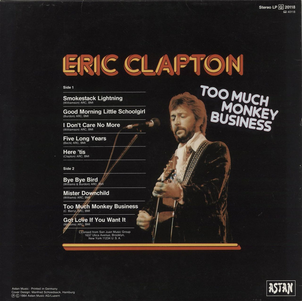 Eric Clapton Too Much Monkey Business German vinyl LP album (LP record)
