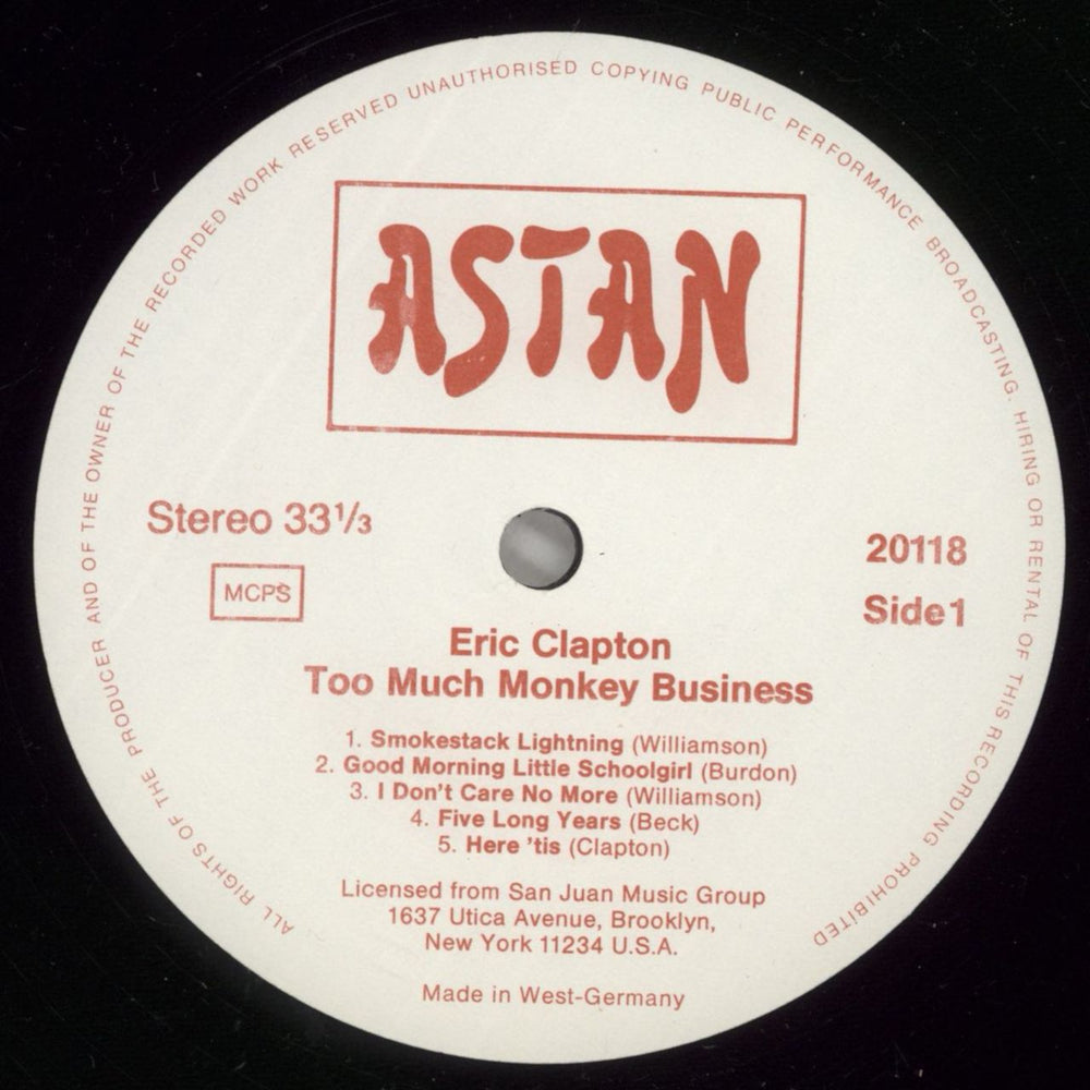 Eric Clapton Too Much Monkey Business German vinyl LP album (LP record) CLPLPTO106887