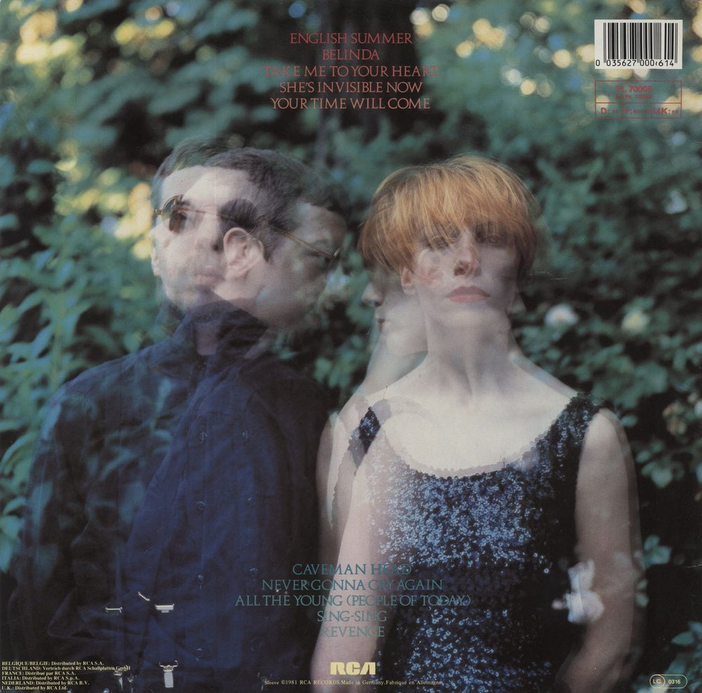 Eurythmics In The Garden German vinyl LP album (LP record) 035627000614