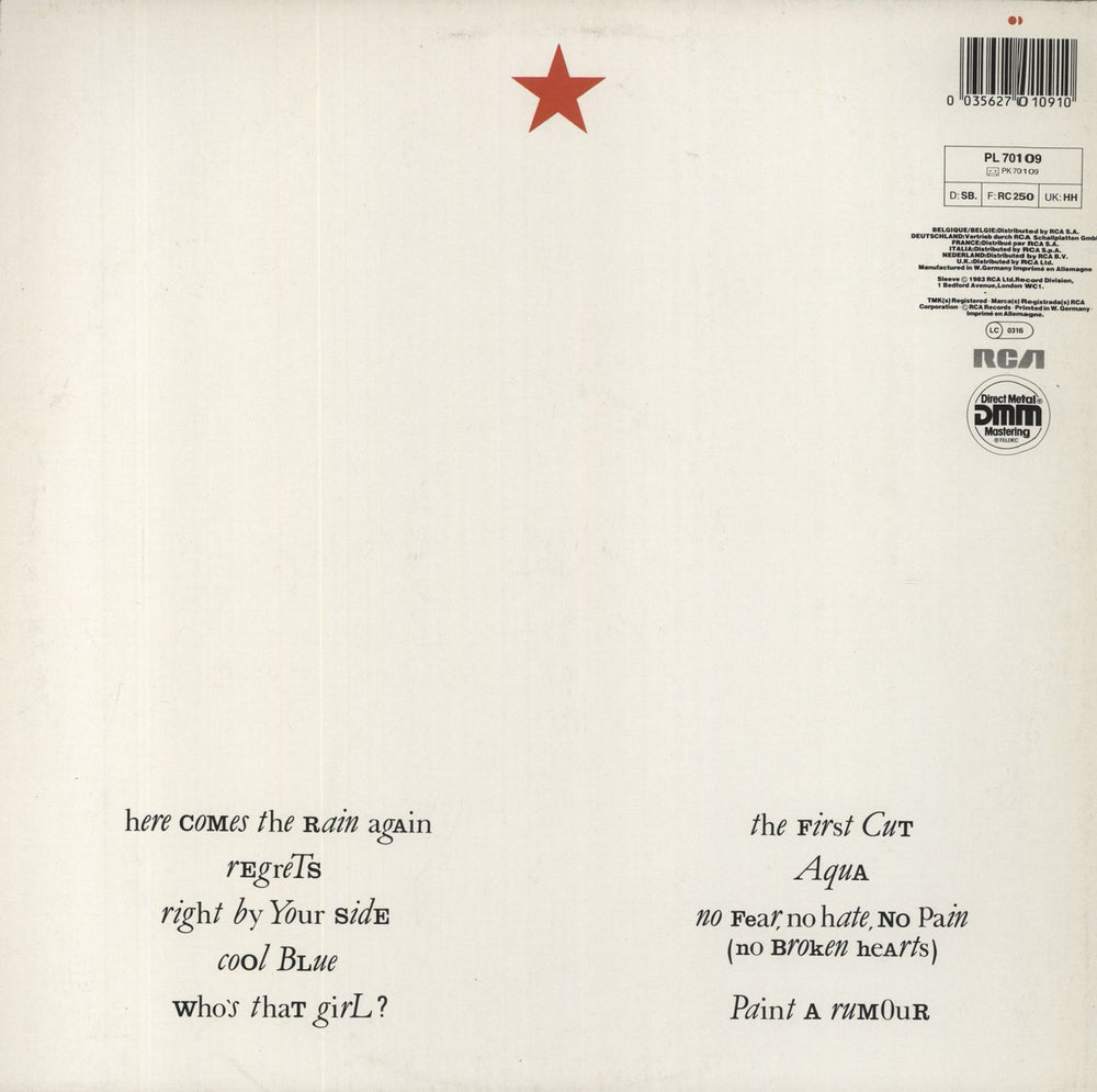 Eurythmics Touch - Hype Stickered UK vinyl LP album (LP record) 035627010910