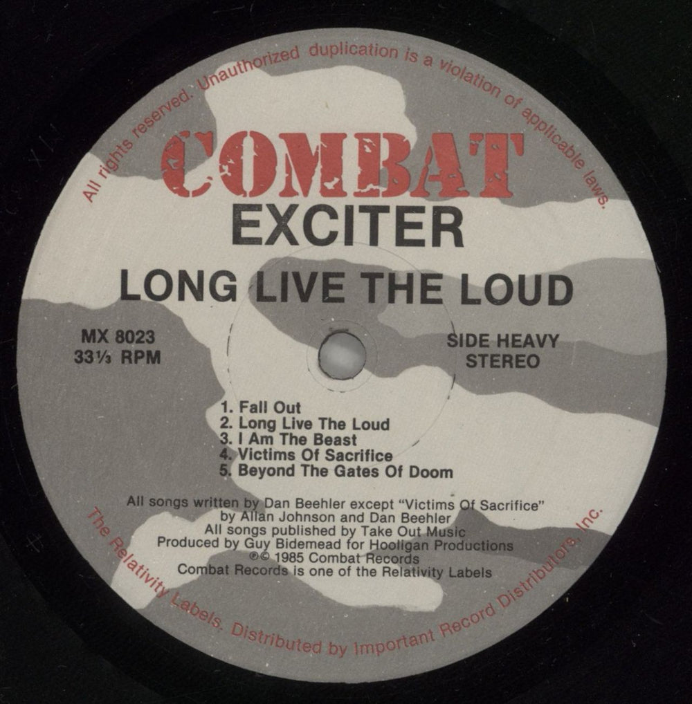 Exciter Long Live The Loud + Insert US vinyl LP album (LP record) EX0LPLO879260