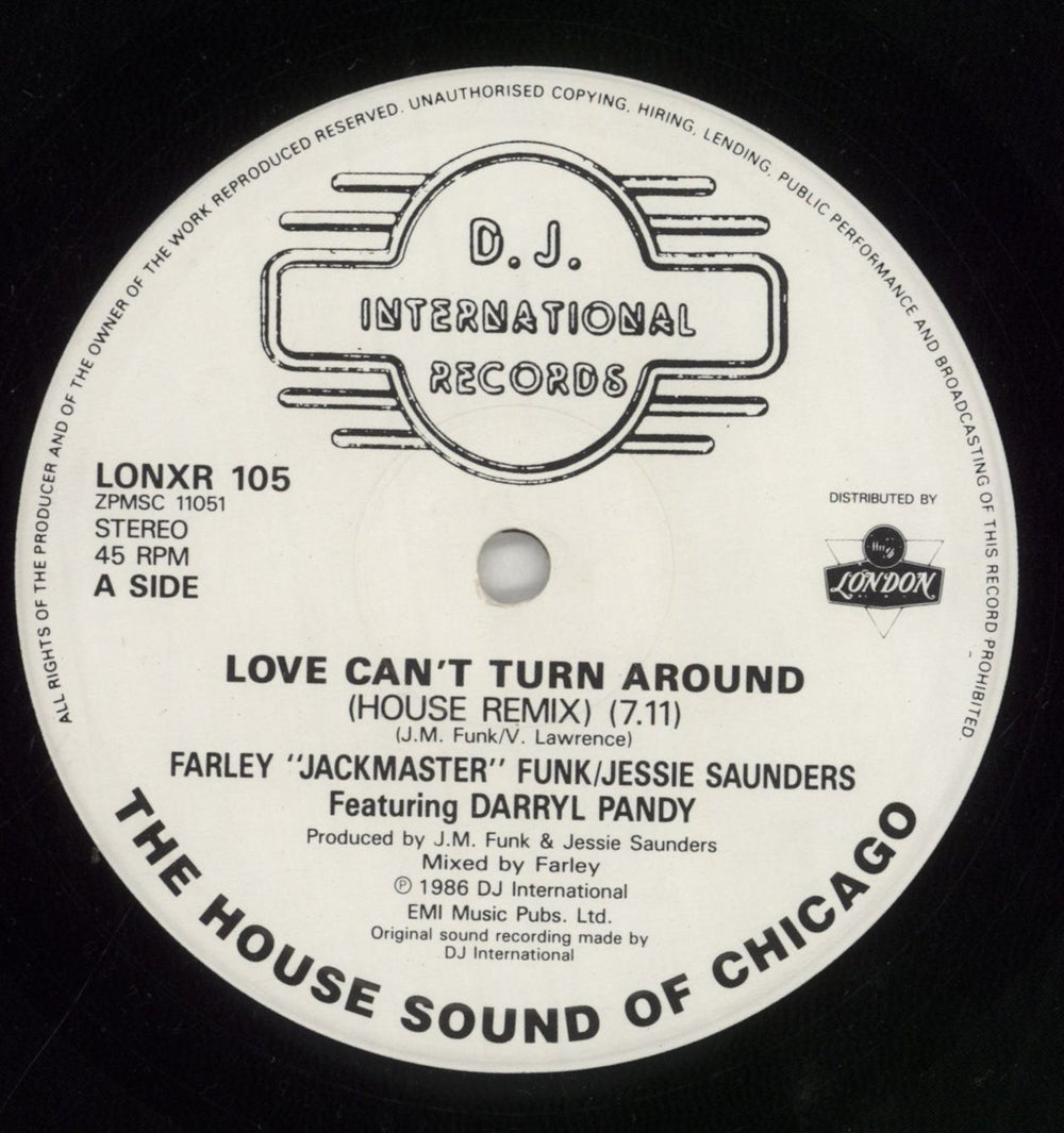 Farley Jackmaster Funk Love Can't Turn Around UK 12" vinyl single (12 inch record / Maxi-single) FJF12LO662366
