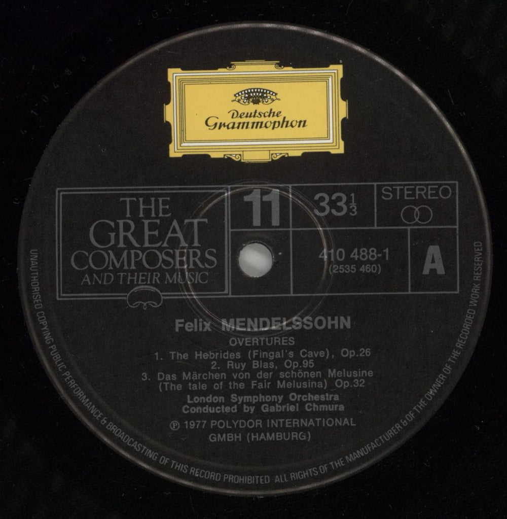 Felix Mendelssohn Overtures including Midsummer Night's Dream, Opus 21 UK vinyl LP album (LP record) M2BLPOV876093