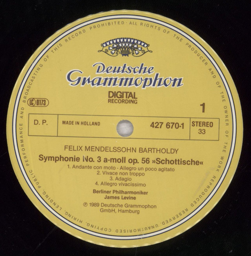 Felix Mendelssohn Symphonien No. 3 "Schottische" • No. 4 "Italienische" Dutch vinyl LP album (LP record) M2BLPSY841715