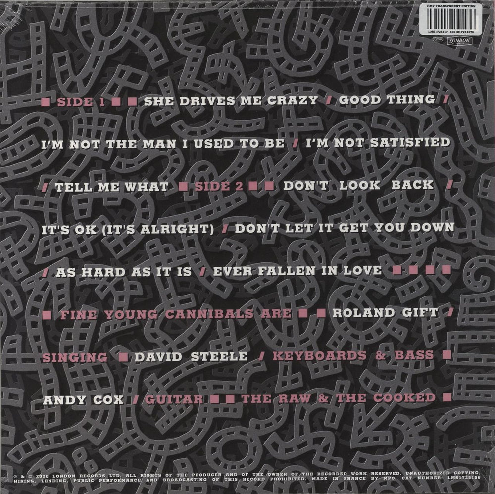 Fine Young Cannibals The Raw & The Cooked - Transparent Vinyl - Sealed UK vinyl LP album (LP record) 5061017251576