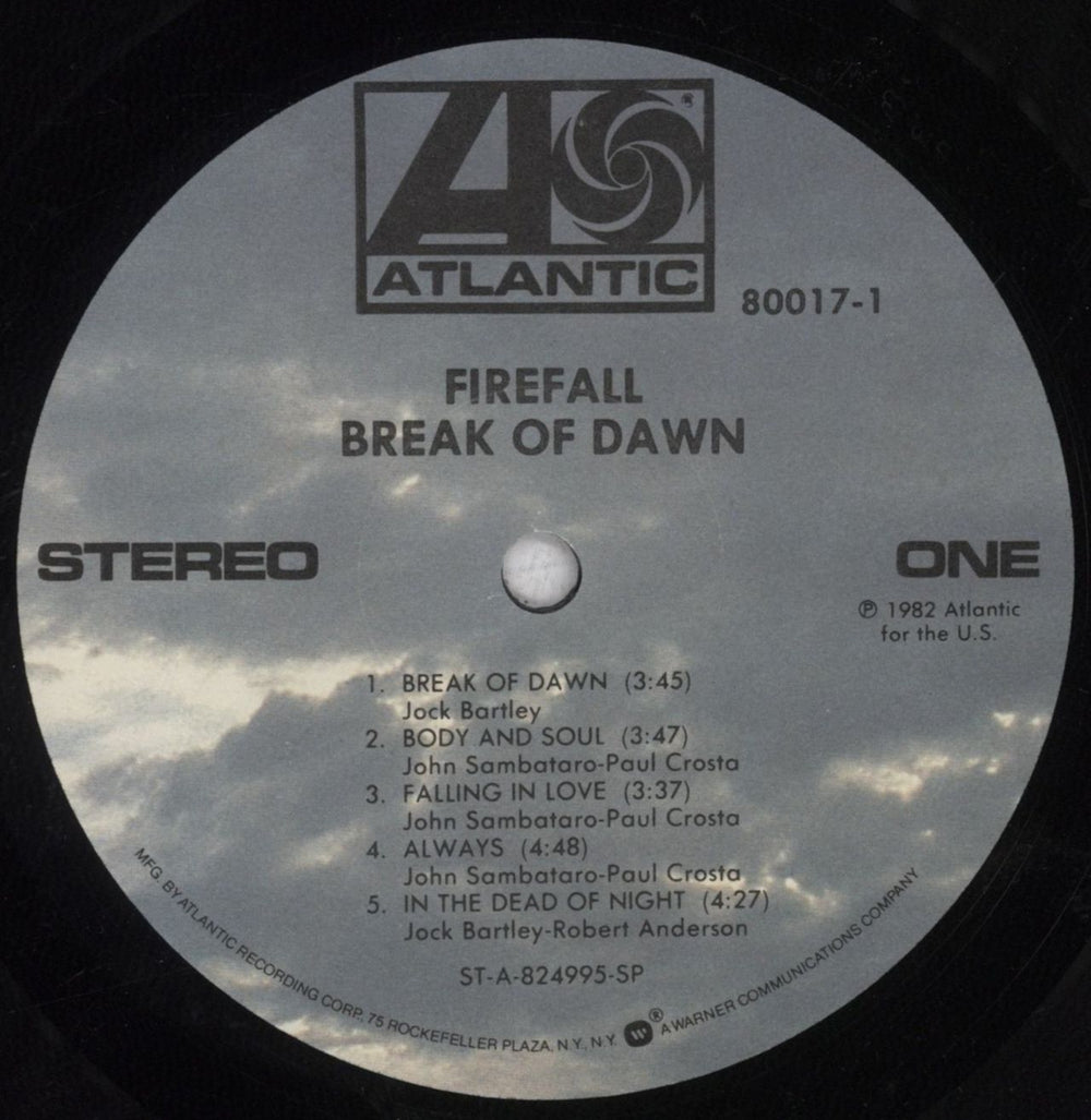 Firefall Break Of Dawn US vinyl LP album (LP record) FFLLPBR847061