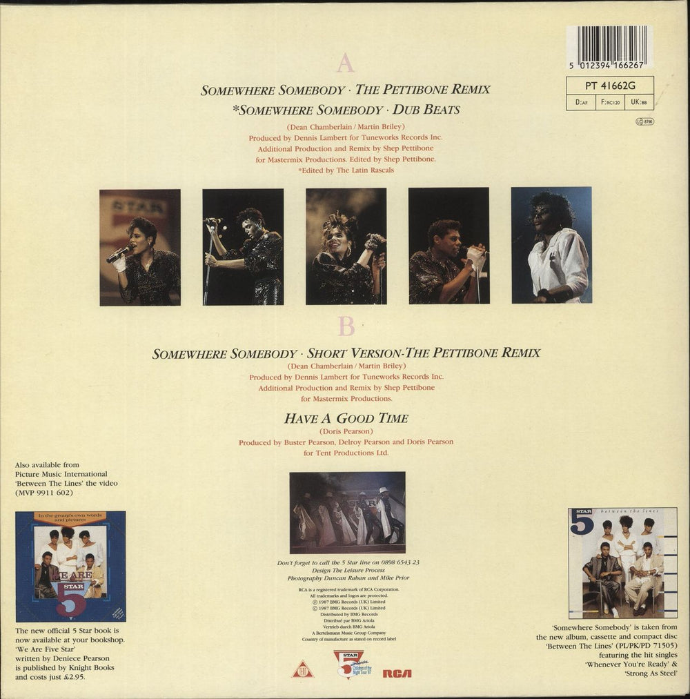 Five Star Somewhere Somebody + Booklet UK 12" vinyl single (12 inch record / Maxi-single) 5012394166267