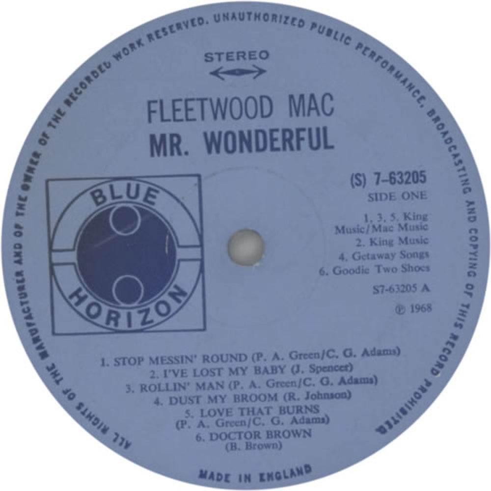 Fleetwood Mac Mr. Wonderful - 1st - EX UK vinyl LP album (LP record) MACLPMR598940