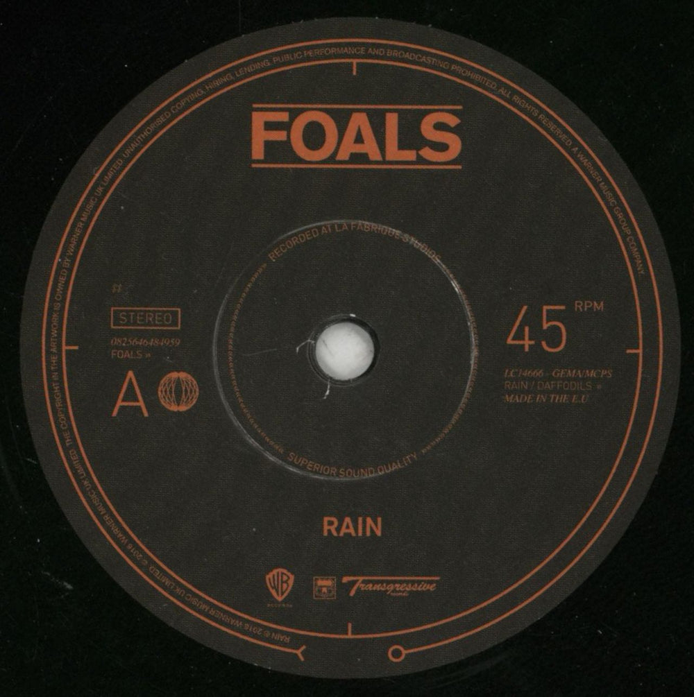 Foals Rain / Daffodils - RSD16 UK 7" vinyl single (7 inch record / 45) FOA07RA674456