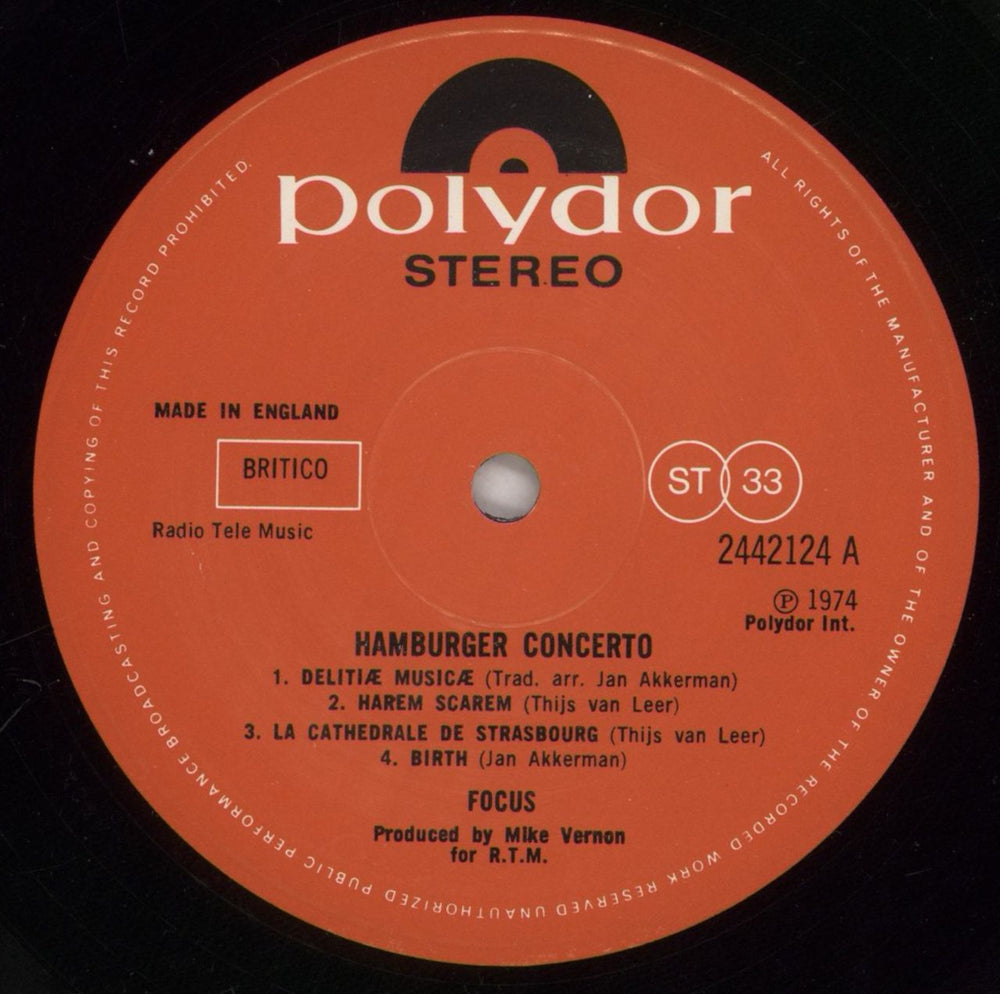 Focus Hamburger Concerto - EX UK vinyl LP album (LP record) FOCLPHA186428