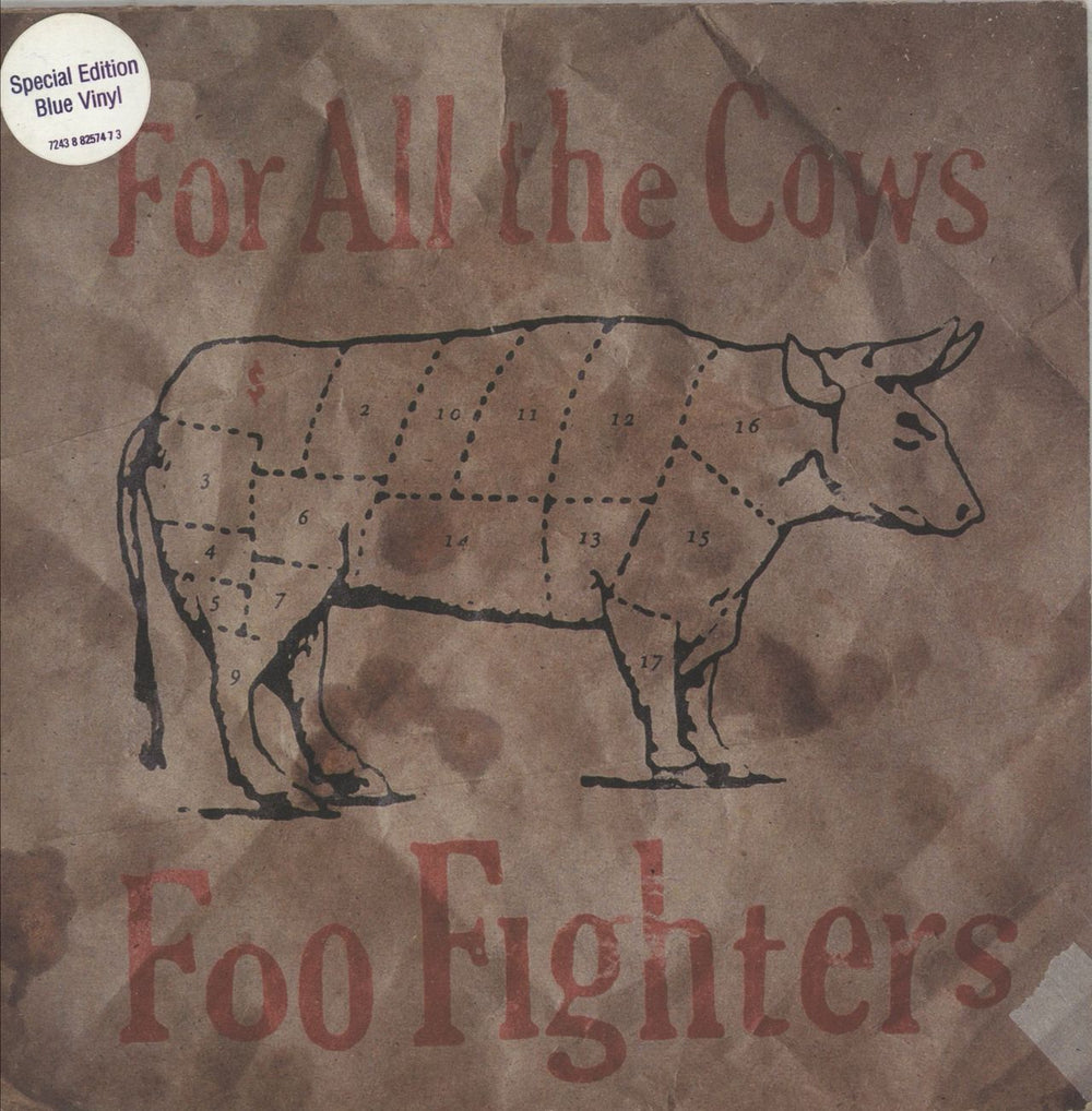 Foo Fighters For All The Cows - Blue Vinyl - VG UK 7" vinyl single (7 inch record / 45) CL762