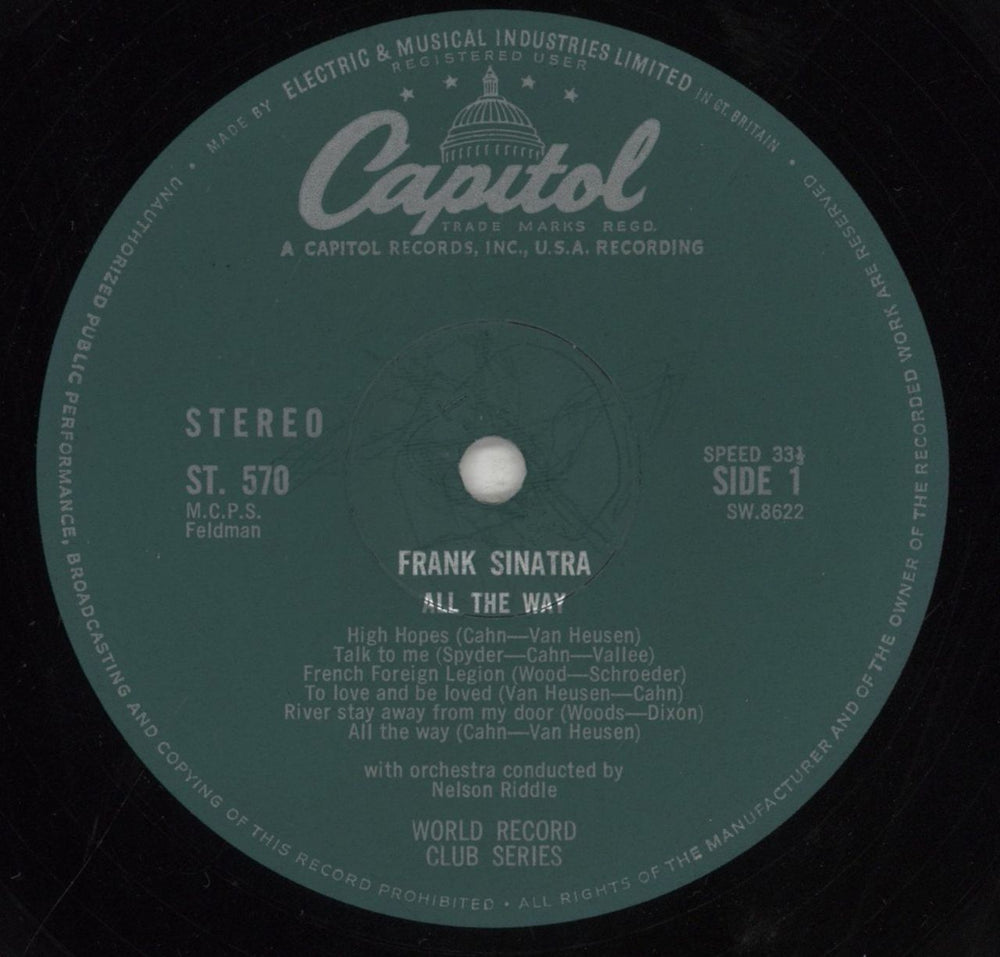 Frank Sinatra All The Way UK vinyl LP album (LP record) FRSLPAL854108